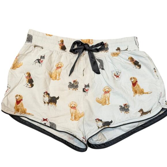 Z Supply Other - Z Supply Pajama Shorts White Dog Print Ribbon Tie Women’s S